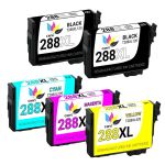 Epson 288XL T288XL Black &amp; Color 5-pack HY Ink Cartridges