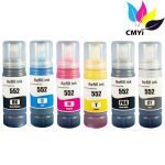 High Yield Epson 552 Ink Refill Bottles Combo Pack of 6: 1 Photo Black, 1 Cyan, 1 Magenta, 1 Yellow, 1 Gray