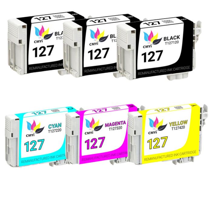 Epson 127 T127 Black & Color 6-pack EHY Ink Cartridges