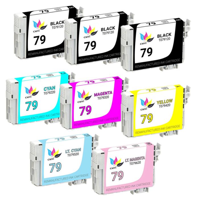 Epson 79 T079 Black & Color 8-pack High Yield Ink Cartridges